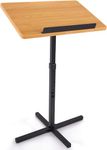 Pyle Portable Floor Lectern Podium Stand-Height Adjustable Steady Standing Design Teacher Speaker Lecture Classroom Presentation Stand, Laptop Computer Book Holder w/Slanted Top Shelf PLCTND44,Black