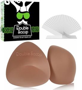 Double Scoop® Triangle Big Bust Inserts w/Bonus Tape Sticky Strips, Shapewear for Large Breast Bra Cup, Replacement Bra Pads, Nipple Covers Smoother, Lightweight Plus Size DD+ (Brown)