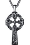 Aoiy Men's Stainless Steel Large Celtic Cross Irish Knot Pendant Necklace, 24" Link Chain, aap011, Metal