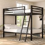 IMUsee Bunk Bed Twin Over Twin Size with Ladder for Junior, Metal Twin Bunk beds with Safety Full-Length Guardrail, Space-Saving/No Box Spring Needed/Noise Free/Black