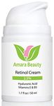 Amara Organics Retinol Cream for Face 2.5% with Hyaluronic Acid & Vitamins E & B5, 1.7 fl. oz