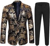Cloudstyle Mens 2-Piece Dress Suit Floral Slim Fit 2-Button Tuxedo Blazer and Pants Set
