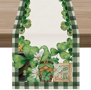 Celepaty Buffalo Plaid St. Patrick’s Day Table Runner, Shamrock Gnomes St. Patricks Day Table Runner, St. Patrick’s Day Home Kitchen Dinning Table Runner Decor 72 Inches Long