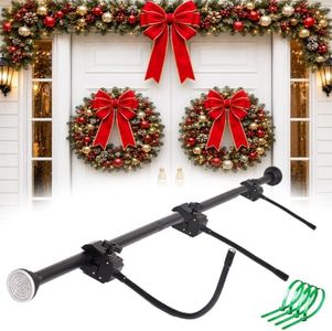 Garland Hanger for Front Door , Adjustable Fits 18"- 82" Door Widths , Heavy-Duty Christmas Halloween Decoration Holder for Wreaths, Lights & More , No Screws, Drilling, No Damage Door(18”-82”)