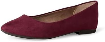 Amazon Essentials Women's Pointed-Toe Ballet Flat, Maroon, 8