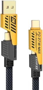 YISH Multi Cavo di Ricarica 4 in 1：[1.8M] Nylon Universale Multiplo USB Cavetto con USB A/USB Tipo C a 65W USB C+ 27W PD Cavo Dati Filo Caricatore Compatibile con iPhone Samsung Huawei MacBook iPad