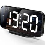 EDUP LOVE Digital Alarm Clocks, LED Mirror Electronic Clock, Snooze Mode, 12/24H, Auto Adjust Brightness, Modern Desk & Wall Clocks for Bedroom Living Room Office - Black