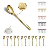 Kyraton Gold Teaspoons, 12 Pieces Titanium Golden Plating Stainless Steel Coffee Spoons, Dessert Spoon, Ice Cream Spoons, Mocca Spoon, Small Spoons Cutlery Set, Dishwasher Safe