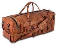 Leather Duffel Bag 32 inch Large Travel Bag Gym Sports Overnight Weekender Bag by Komal s Passion Leather, brown, 32 inch