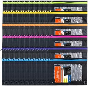 BAZIC Products Pencil Pouch 3 Ring Binder Pouch w/Rivet Enforced Rings Holes, Neon Black Color Mesh Window Zipper Pouches, 144-Pack