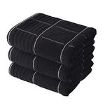 anyi 100% Cotton Black Kitchen Towels, Absorbent Dish Towels with Hanging loop, Soft Kitchen Hand Towels for Washing, Drying Dishes