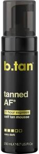 b.tan Dark Self Tanner Mousse | Get Tanned - Best, 1 Hour Express Sunless Tanning Foam, No Fake Tan Smell, Ultra Dark Bronzing Glow, Face & Body, Vegan, Cruelty Free, 6.7 Fl Oz