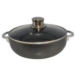 IMUSA 6.9qt Charcoal Aluminum Nonstick Caldero with Glass Lid, Black