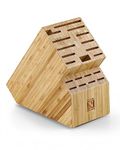 Cook N Home Bamboo Knife Storage Block Without Knives, 20 Slot Universal Knife Holder Countertop Butcher Block Knife Stand for Easy Kitchen Storage