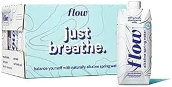 Flow Water Alkaline Spring Water, 100% Natural Alkaline Water, Eco-Friendly Packaging, Refreshing Taste, Boxed Mineral Water, Natural Electrolytes, Water with pH, Non-GMO, BPA-Free, Pack of 12 x 500ml