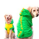 Funny Halloween Big Large Dog Dinosaur Costume Jacket Coat Warm Fleece Winter Golden Retriever Pitbull Dog Clothes Hoodie (Green, 8XL)