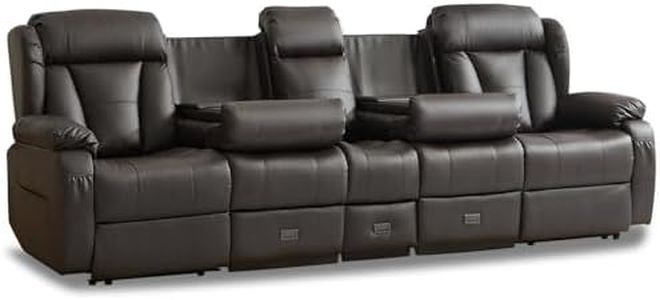 110" Reclining Sofa 4 Seater Recliner Couch with Console for Living Room