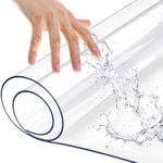 ybaymy 40 x 78 Inch Clear Table Cover Protector, 2mm Crystal Plastic Tablecloth, Oil-Proof Rectangle Vinyl PVC Table Cloth Protector Clear Desk Pad Desk Mat for Dining Table, Writing Desk