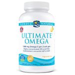 Nordic Naturals Ultimate Omega SoftGels - Omega-3 Supplement, Concentrated Fish Oil With More DHA and EPA, Supports Heart Health, Brain Development and Overall Wellness, Lemon, 120 Count