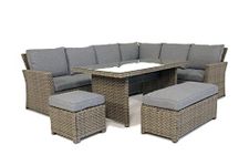 Backyard Furniture Palma 9 Seat Corner Rattan Wicker Garden Lounge Set with Cushions | UPDATED fabric |