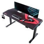 EUREKA ERGONOMIC 65 inch Electric Height Adjustable Gaming Desk Standing Desk, Large Gaming Computer Desk with RGB LED Lights and Extended Gaming Mouse mat for Gaming and Home Office,Black