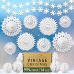 Premium Reusable White Christmas Decorations - Christmas Decorations Sale Clearance - Winter Wonderland Decorations - Paper Christmas Decorations Indoor - Hanging Christmas Decorations, Ceiling Decor