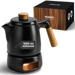 MIAMIO - Teapot with Warmer, 1000ML CeramicTeapot with Removable Infuser for Loose Tea (Black)