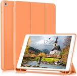 ZKTUYU 10.2 inch Case for iPad 9th Generation 2021 / iPad 8th Generation 2020 / iPad 7th Generation 2019 with Pencil Holder, Auto Sleep/Wake, Slim Soft Smart Trifold Cover, iPad 10.2" Case, Orange