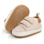 RVROVIC Baby Boys Girls Sneakers Anti-Slip Oxford Loafer Flats Infant Toddler PU Leather Soft Sole Baby Shoes(12-18 Months,Toddler,3-Apricot)