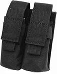 YONCONO Tactical Double Pistol Mag Pouch, Multi-tool Organizer Holder Flashlight Bag, Military Molle Magazine Ammo Pouch for 1911 Glock 9mm (Black)