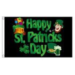 Happy St Patricks Day (black) Flag 5ft x 3ft