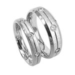 Everstone Couples Wedding Sets Engagement Ring Sets Titanium Matte Silver Bands