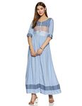 Aurelia Women's Rayon Pleated Maxi Dress (20FEA11315-700470_Blue_Small)