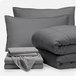Bare Home Bed-in-A-Bag 7 Piece Comforter & Sheet Set - Queen - Down Alternative - Ultra-Soft 1800 Premium - Hypoallergenic - Breathable Bedding Set (Queen, Grey/Light Grey)
