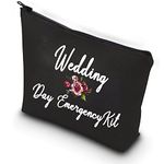 PXTIDY Bride Wedding Day Survival Kit Bride Makeup Bag Bridal Shower Gift Wedding Makeup Bag Bride to Be Gifts (Black)