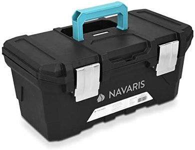 Navaris Tool Box 16 Inch - 40cm Rugged Plastic Multi-Purpose Toolbox Case with Lift-Out Organizer Tray to Store and Transport Tools - 2 Latches