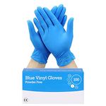 100 Blue Vinyl Disposable Gloves | Latex | Powder Free | Use For Food, Safety, Cleaning, etc