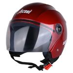 ASCONE® ISI 4151 Certified Euro 4 City Open Face Two Wheeler Helmet with Clear Visor (Medium_Red) (ASEU4CTOF-RD-CV)