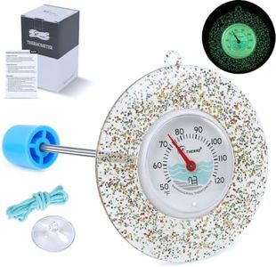 Glow Dial Floating Pool Thermometer Easy Read - Glitter Water Temp Gauge