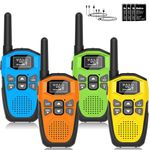 Walkie Talkies Long Range for Adults Kids - DURLK 4 Pack Rechargeable Walkie Talkies, 2 Way Radios 22 Channels with 1200mAh Li-ion Battery, Flashlight Type-C Cable for Toys Gift Outdoor Camping Hiking