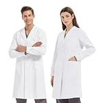 KUMARS White Lab Coat Women Men, Cotton Polyester Medical Coats Nurses Doctor Coat, Unisex Science Coat Chemistry Lab Coats for School Student Science Laboratory Nurse Cosplay Dress up Costume, M