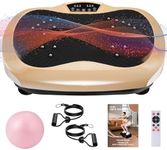 Vibration Plate Exercise Machine, Vibration Plate for Lymphatic Drainage, Whole Body Vibration Platform for Weight Loss, Home Gym Fitness Exercise Equipment w/Pilates Ball(Gold)