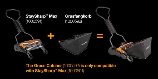 Fiskars StaySharp Max Reel Lawn Mower – 46cm Contactless Cutting, Black/Orange