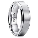 King Will Basic 7mm Mens Titanium Wedding Ring Brushed Finished Wedding Band Comfort Fit Stepped Edge8.5