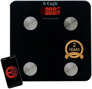 Eagle Bluetooth BMI Weight Machine For Body Weight, Digital Body Fat Analyzer & Smart Body Composition Scale With 11 Body Parameters, 200 kg Capacity - 2 Year Warranty, Black - EBS-7007E