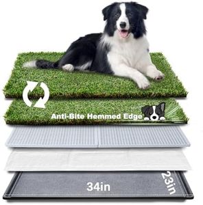 HQ4us Dog Grass Pad with Tray Large 34”×23” Dog Litter Box Toilet with 2×Artificial Grass for Dogs with Hemmed Edge, Pee Pads for Dogs, Realistic, Less Stink, Potty for Balcony