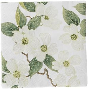 Caspari Entertaining with White Blossom Paper Cocktail Napkins, Pack of 20