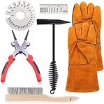 Keadic 6 pcs Welding Slag Removal Tool Include Multi-Functional Welding Pliers, 10'' Welding Chipping Hammer, Welding Gloves, Wire Brush and 2 Pcs Metal Welding Gage