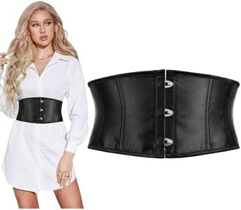SUOSDEY Glossy Corset Belt for Women Underbust Boned Lace Up Bustier Waspie Belt Renaissance Steampunk Pirate Corset