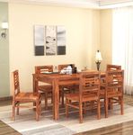 SONA ART & CRAFTS Solid Sheesham Wood 6 Seater Dining Table with 6 Chair for Living Room | Sheesham Wood Dining Set | Hotel Restaurant Dining Set | 6 Seater Dining Set (Honey Teak Finish)